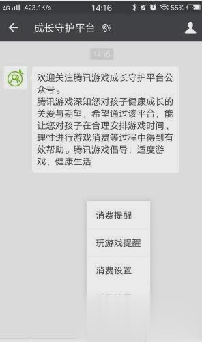 腾讯游戏成长守护平台微信版软件截图
